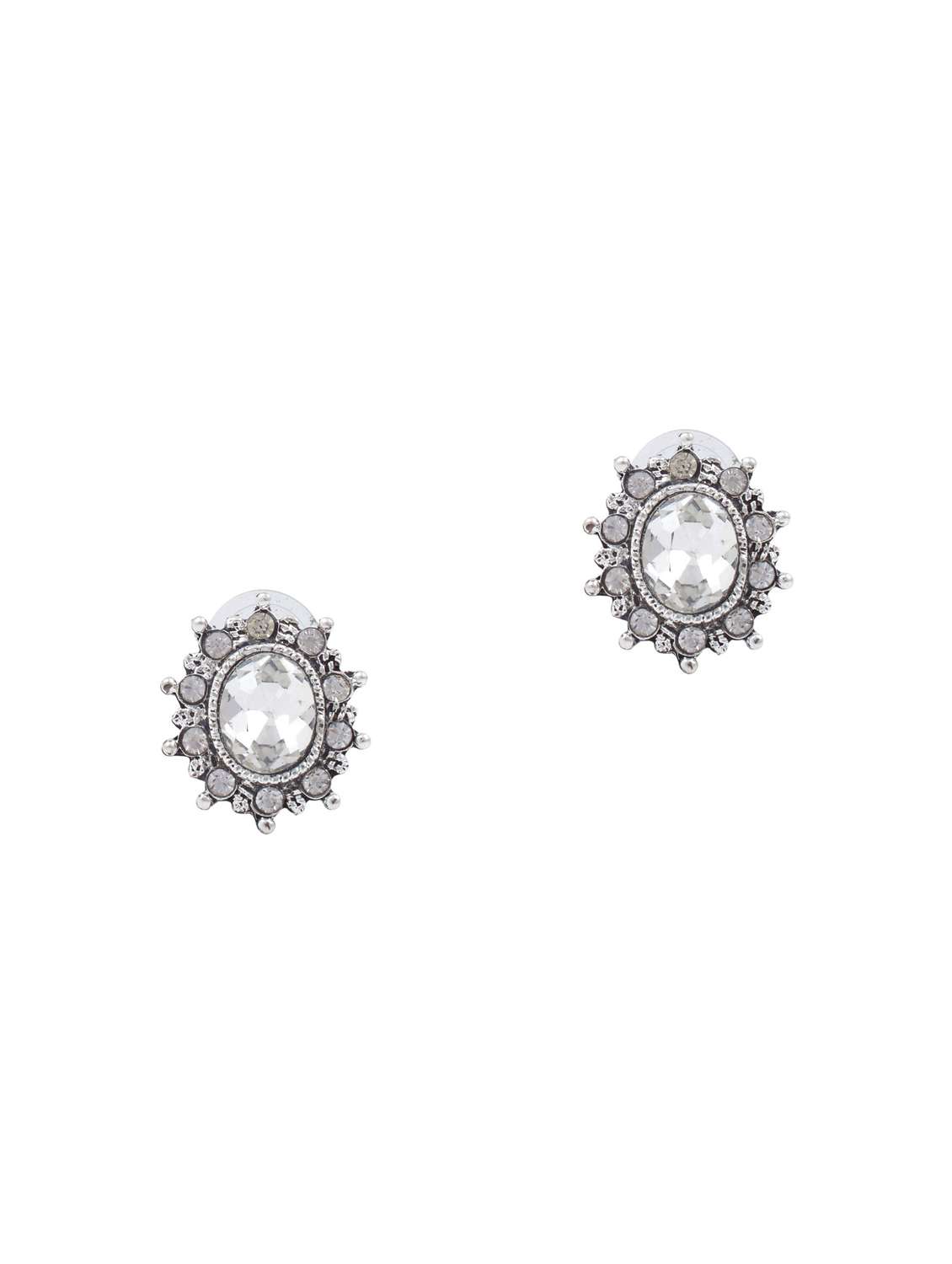 silver brass stud earring