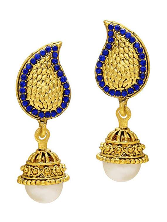 gold brass jhumka earring - 18534514 -  Zoom Image - 0