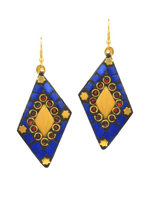 blue brass drop earring - 18534545 - Standard Image - 0