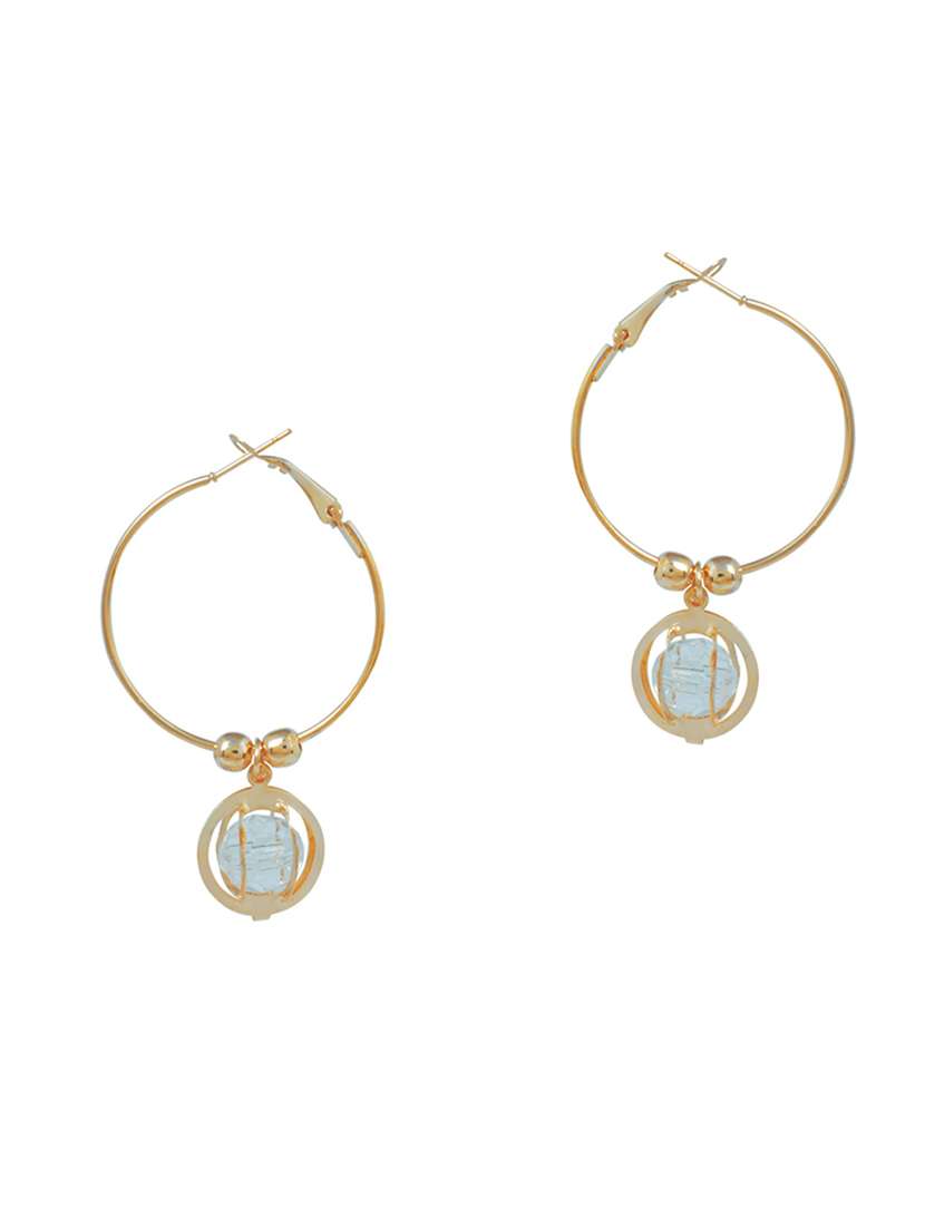 round cage white cz entrapped gold plated hoop earrings - 18535385 -  Zoom Image - 0