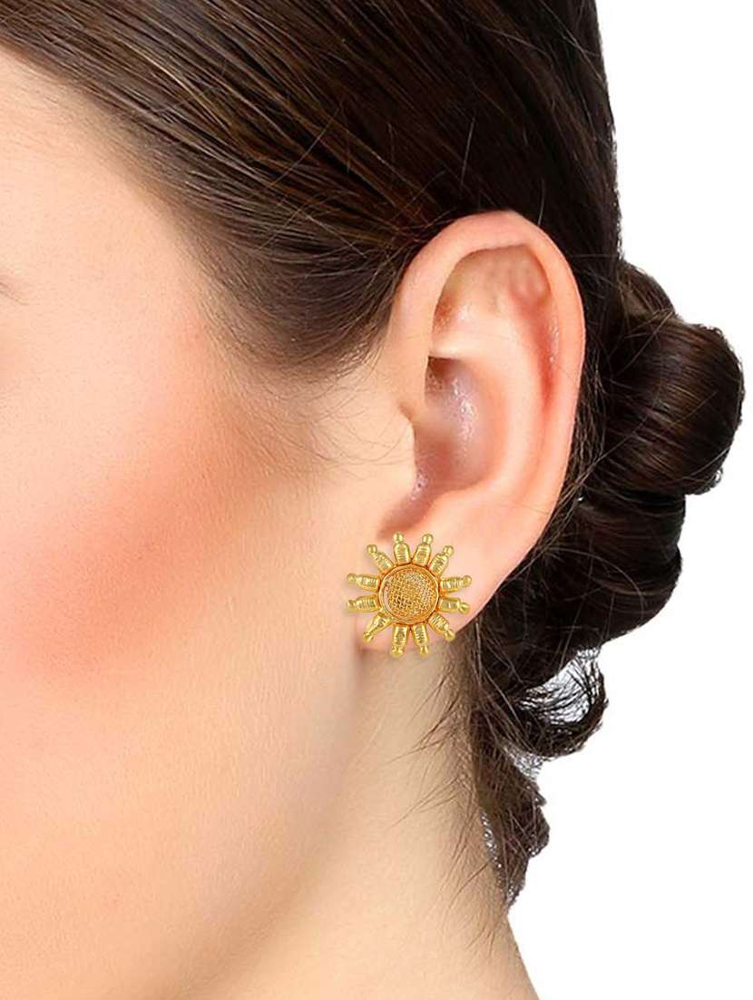 micron goldplated sun shaped fashion stud earrings - 18535452 - Standard Image - 3