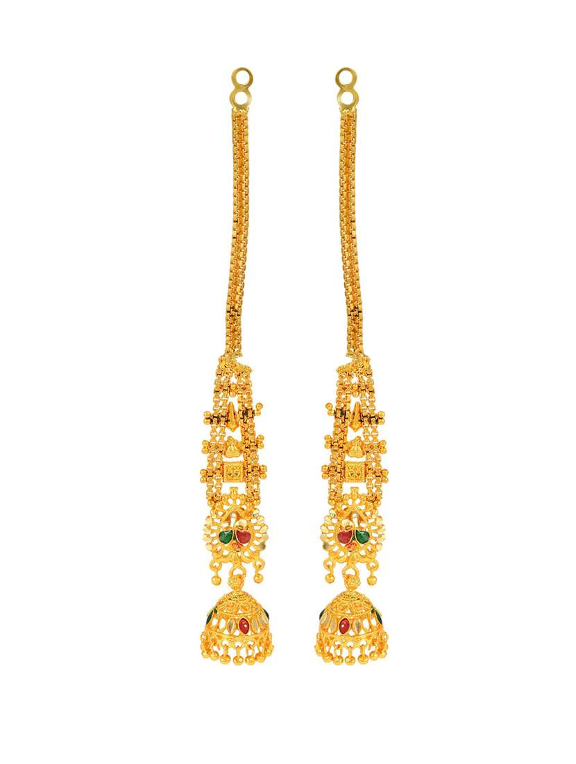 gold plated ethnic long patta earwire jhumki earrings