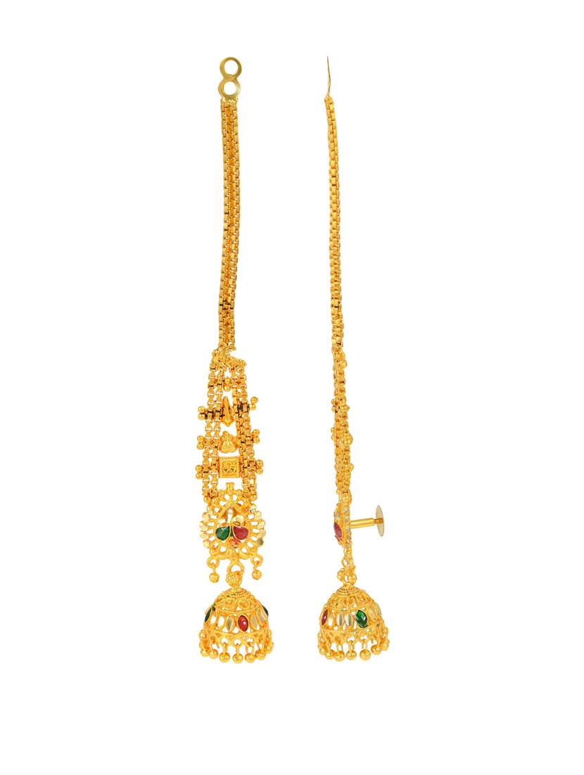 gold plated ethnic long patta earwire jhumki earrings - 18535453 -  Standard Image - 3