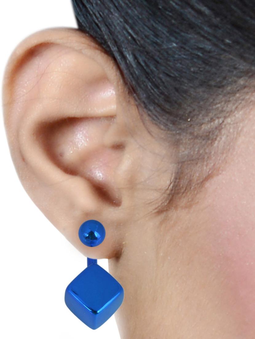 blue metal stud earring - 18535470 - Standard Image - 3