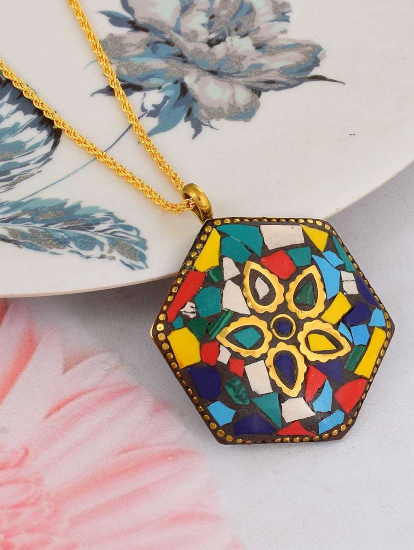 multi colored metal pendant