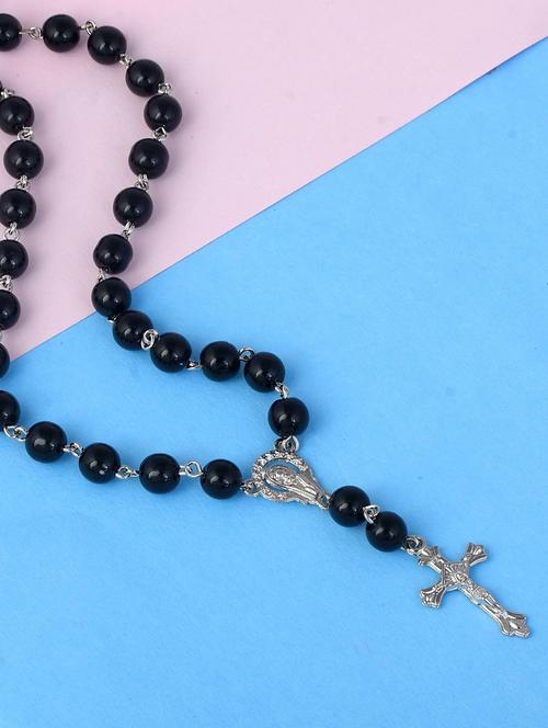ceramic black ball bead rosary christian prayer bead mala - 18535903 -  Standard Image - 0