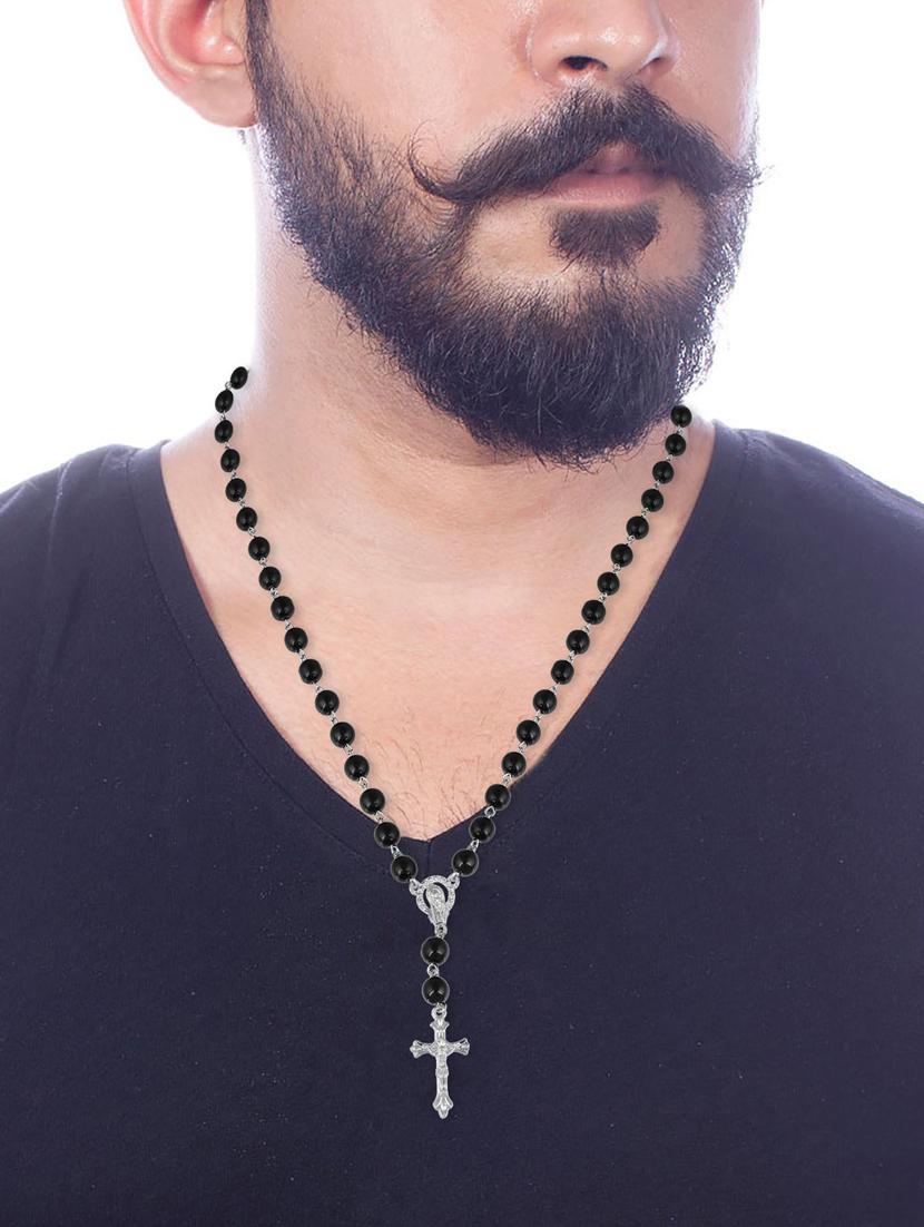 ceramic black ball bead rosary christian prayer bead mala - 18535903 - Standard Image - 3
