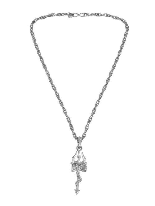silver plated trishul locket set   - 18536366 -  Standard Image - 0