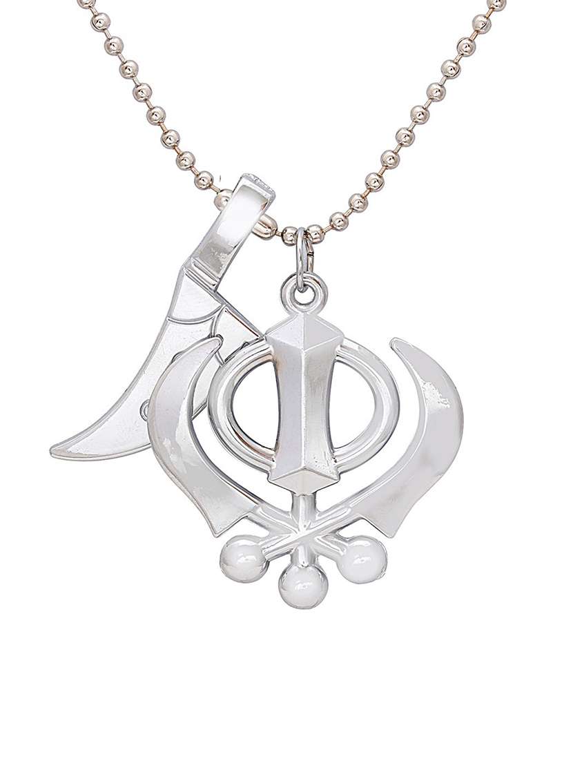 silver plated khanda and kripan pendent 