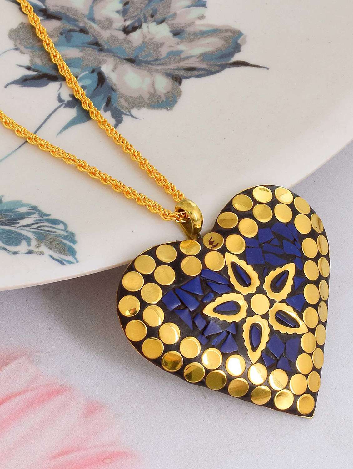 blue metal pendant