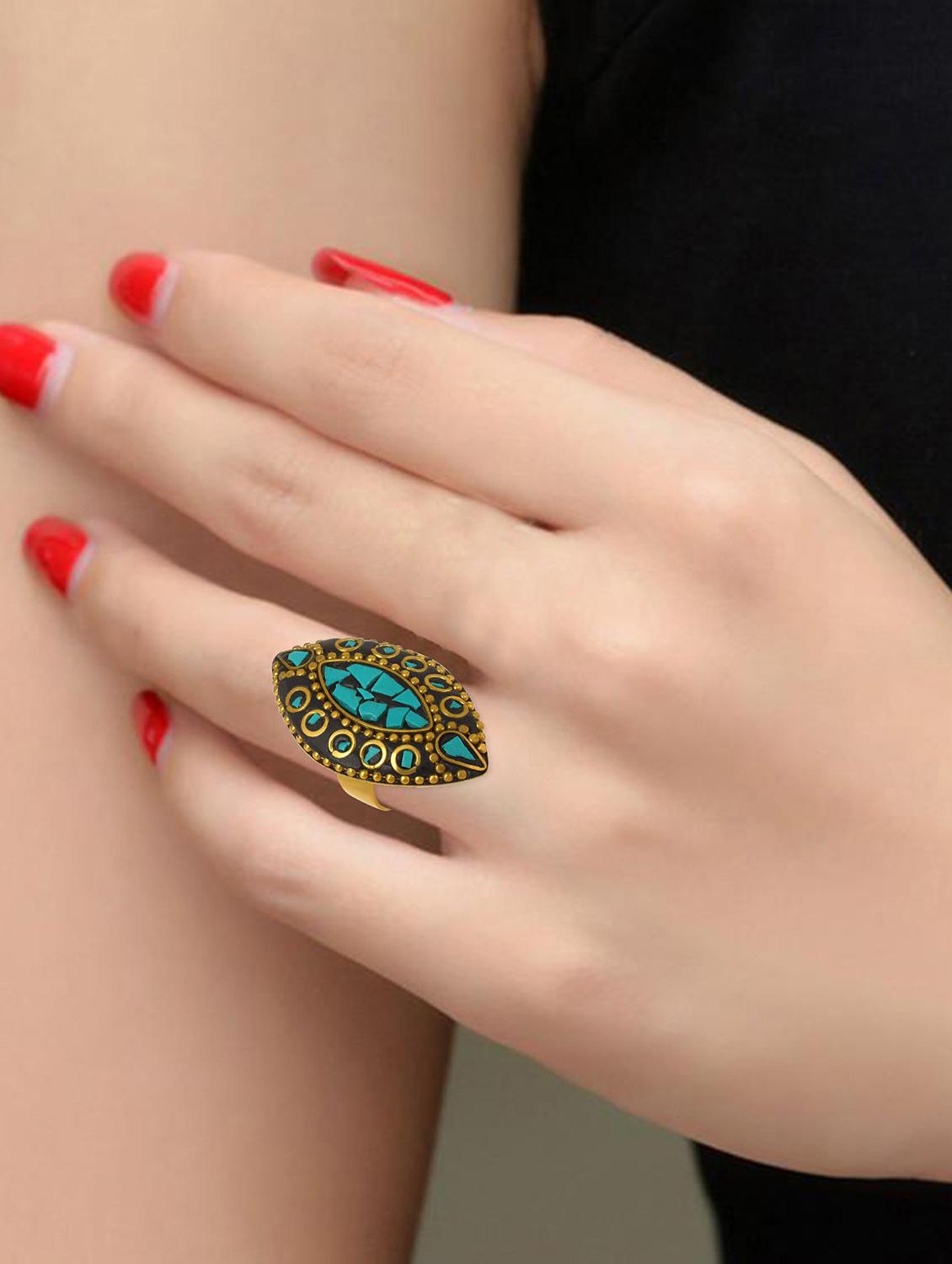 multi colored brass finger ring - 18536919 - Standard Image - 3