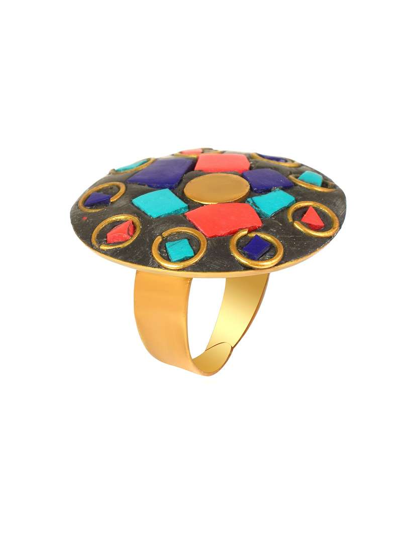 multi colored brass finger  ring - 18536927 -  Zoom Image - 0