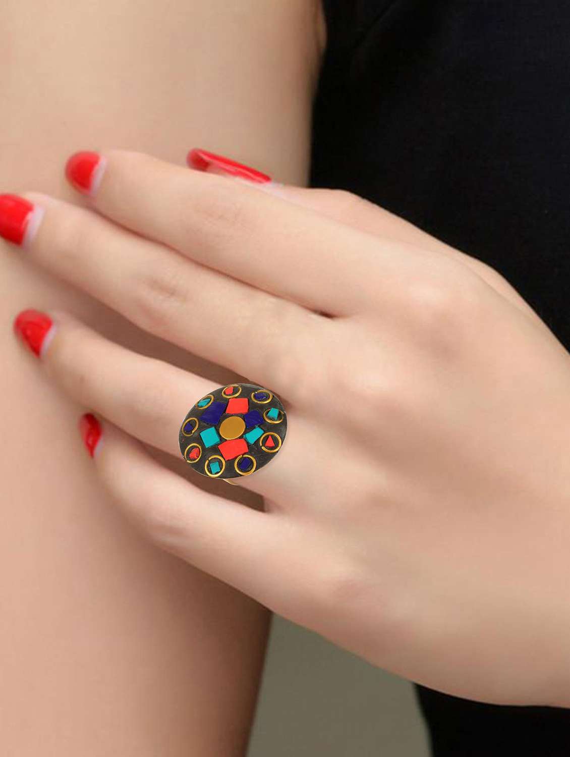 multi colored brass finger  ring - 18536927 -  Standard Image - 3