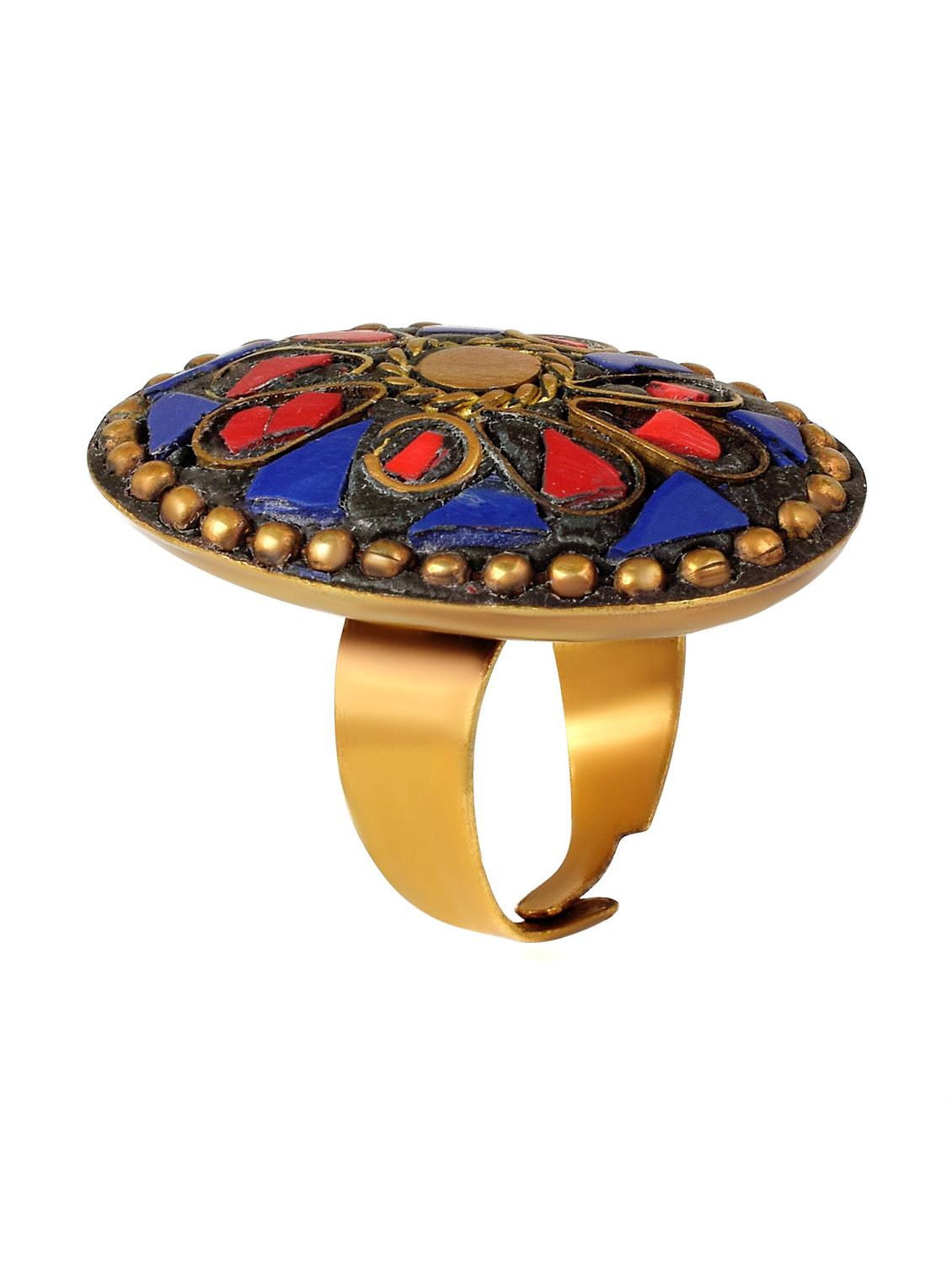 multi colored brass finger  ring - 18536929 -  Zoom Image - 0