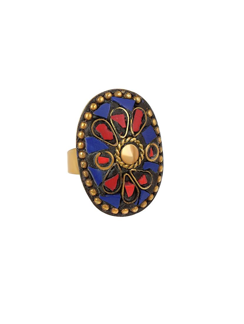 multi colored brass finger ring - 18536929 - Standard Image - 3
