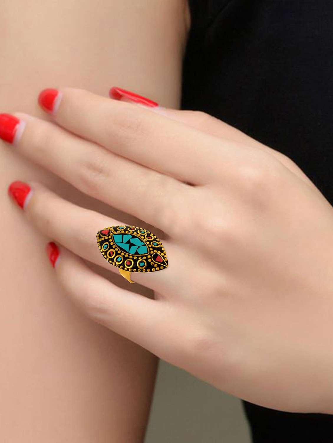 multi colored brass finger  ring - 18536930 -  Standard Image - 3