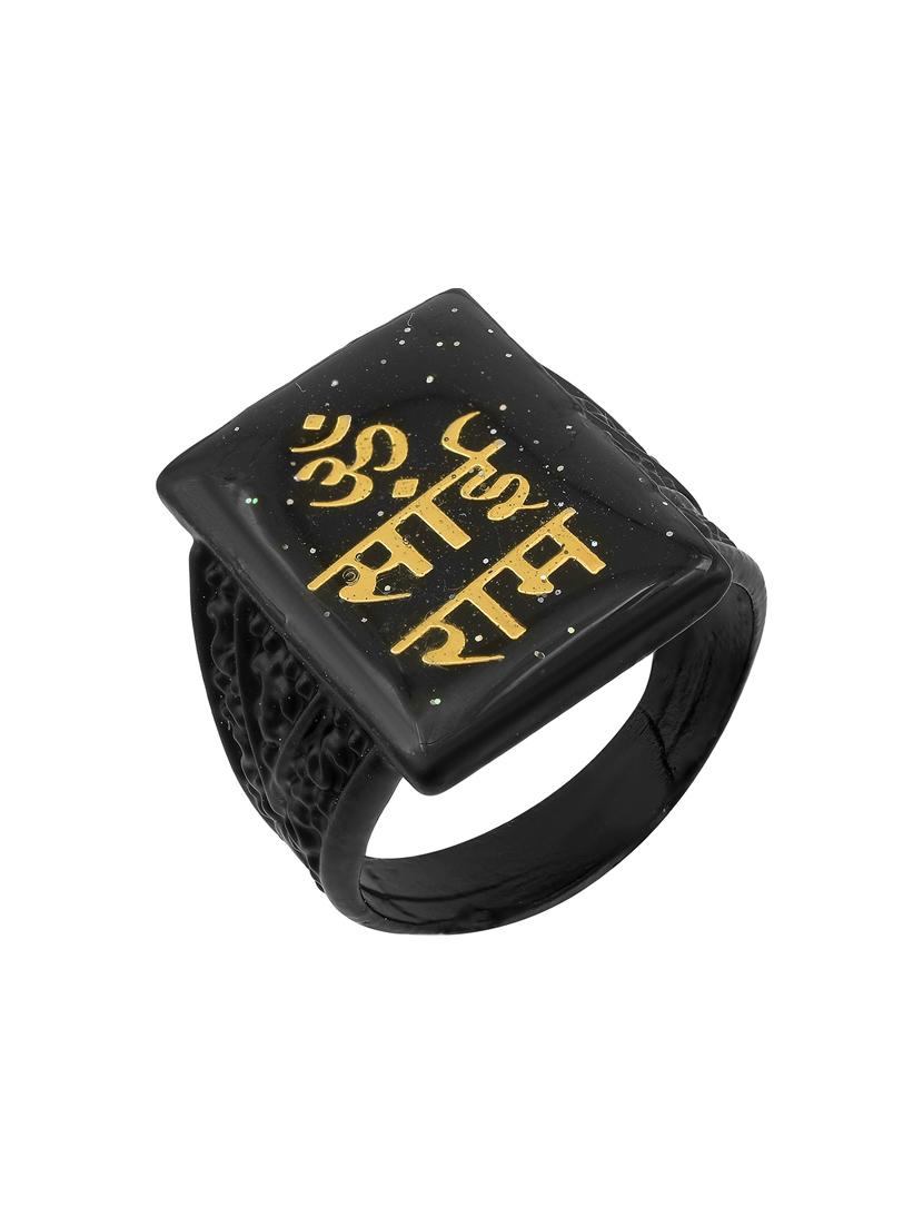 black plated finger ring - 18537053 - Zoom Image - 0