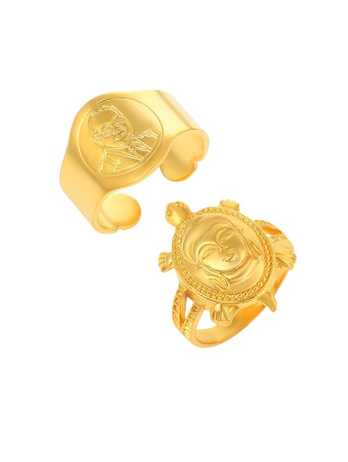 gold pleated set of 2 rings - 18537196 -  Standard Image - 0