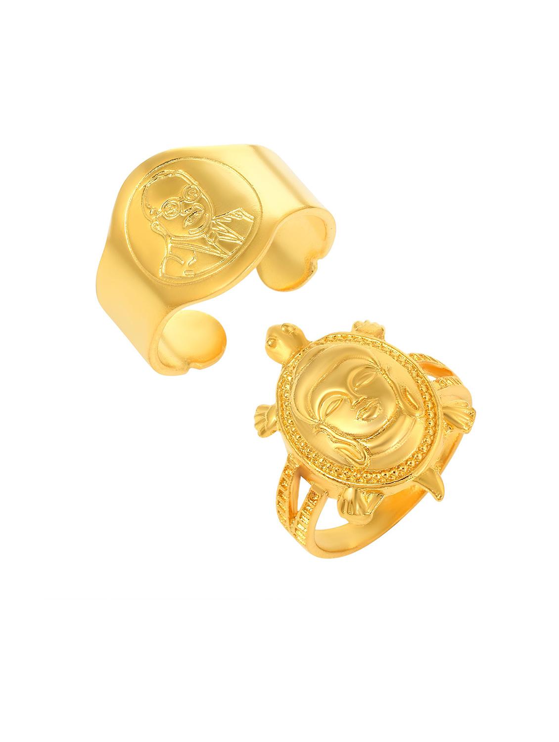 gold pleated set of 2 rings - 18537196 -  Zoom Image - 0