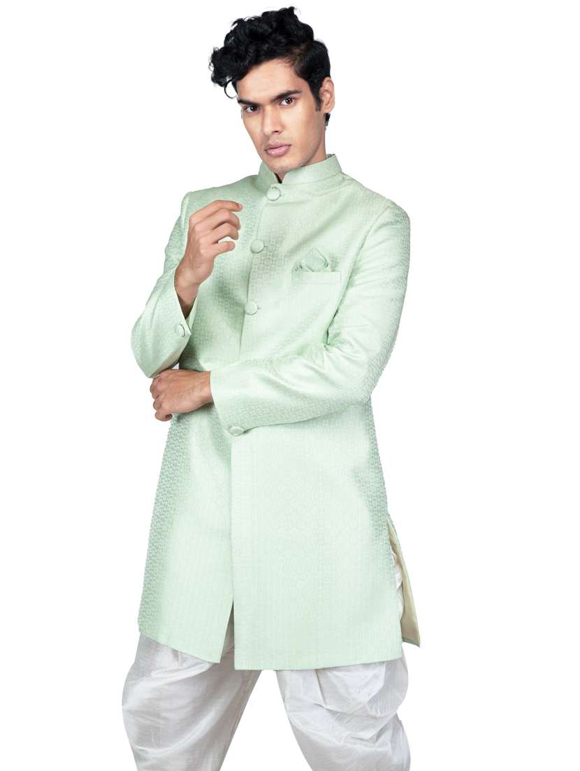 self designed silk blend ethnic wear sherwani set