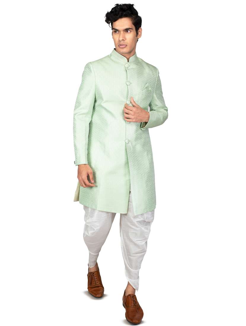 self designed silk blend ethnic wear sherwani set - 18537587 -  Standard Image - 3