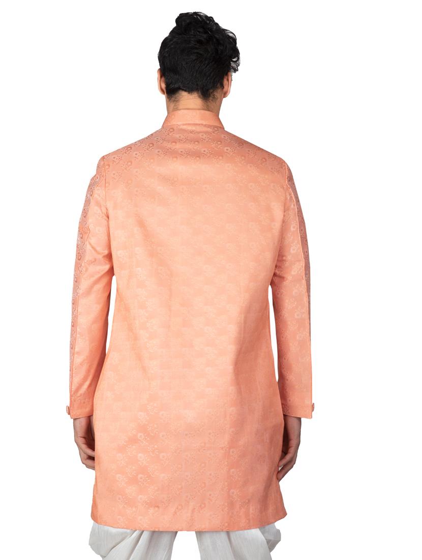 printed silk blend sherwani ethnic wear set - 18537596 - Standard Image - 3