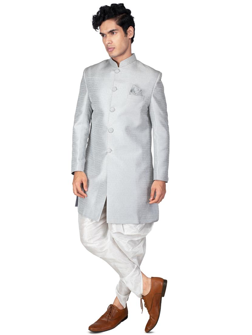 self designed silk blend sherwani ethnic wear set - 18537597 - Zoom Image - 0