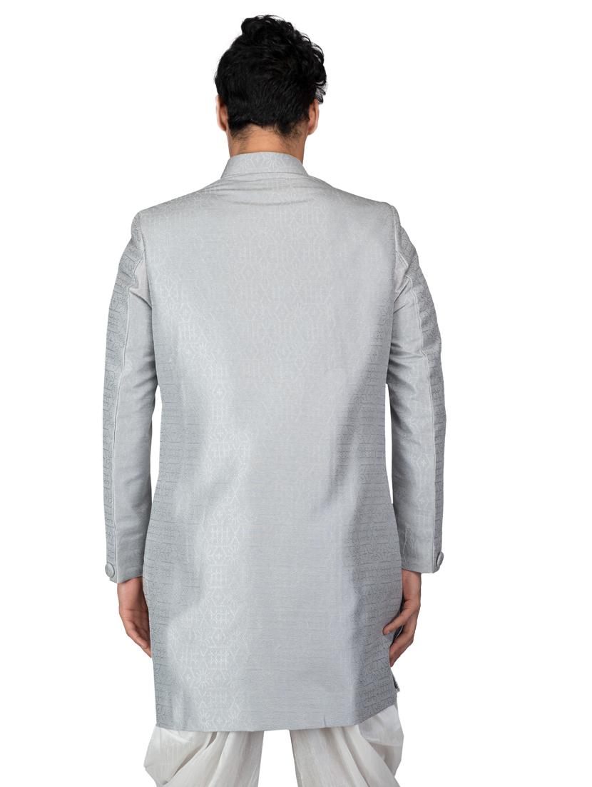 self designed silk blend sherwani ethnic wear set - 18537597 - Standard Image - 3