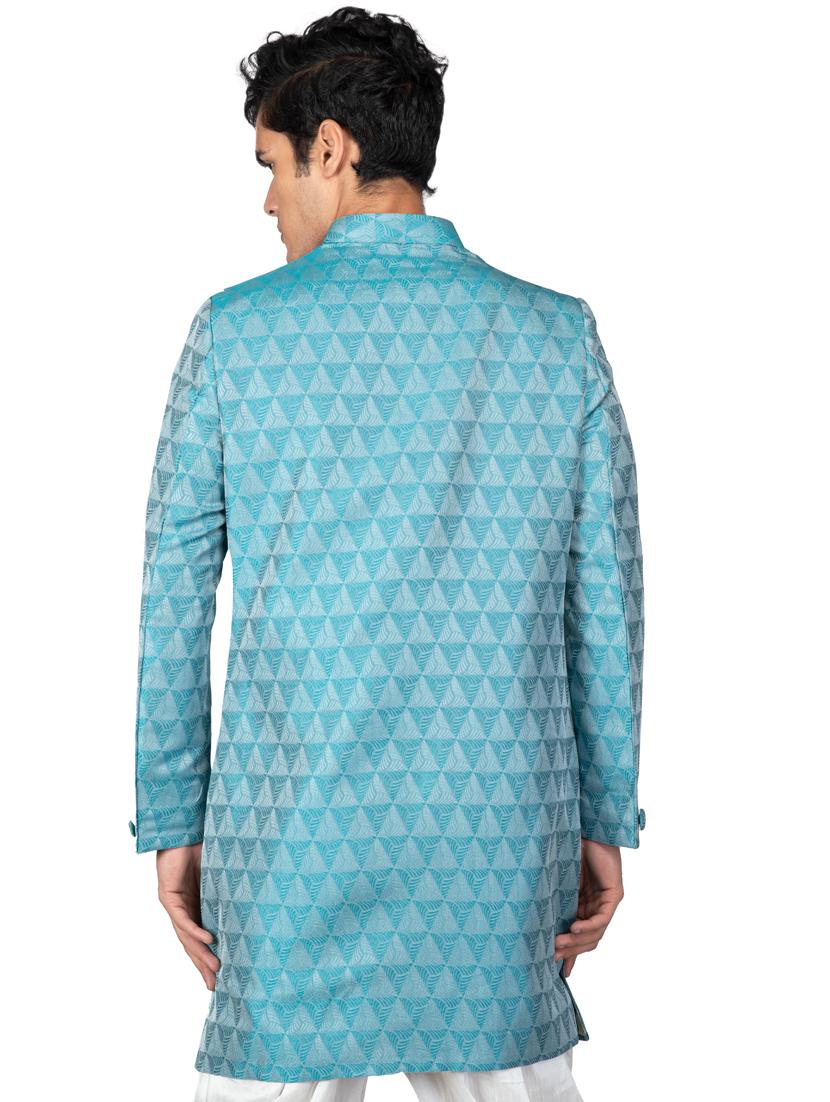 self designed silk blend sherwani ethnic wear set - 18537598 - Standard Image - 3