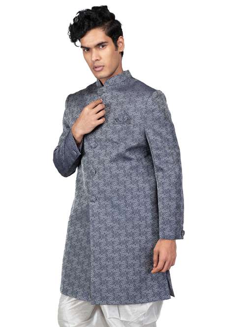 self designed silk blend sherwani ethnic wear set - 18537599 -  Standard Image - 0