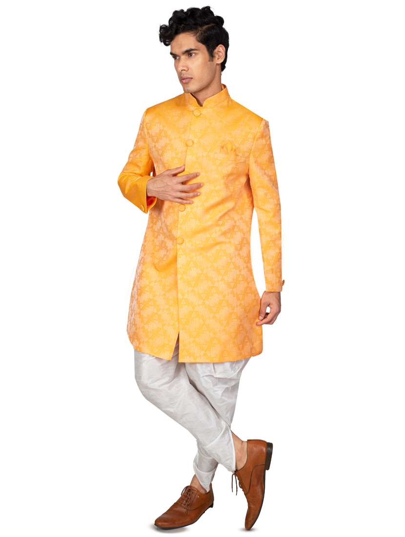 self designed silk blend sherwani ethnic wear set