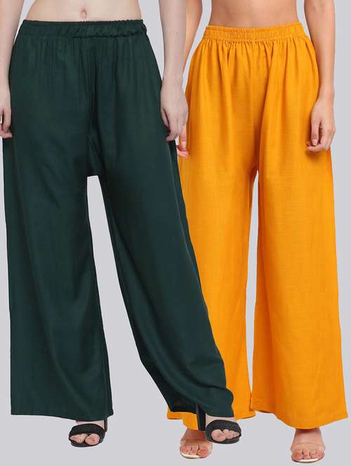 pack of 2 solid flared palazzo  - 18539426 -  Standard Image - 0