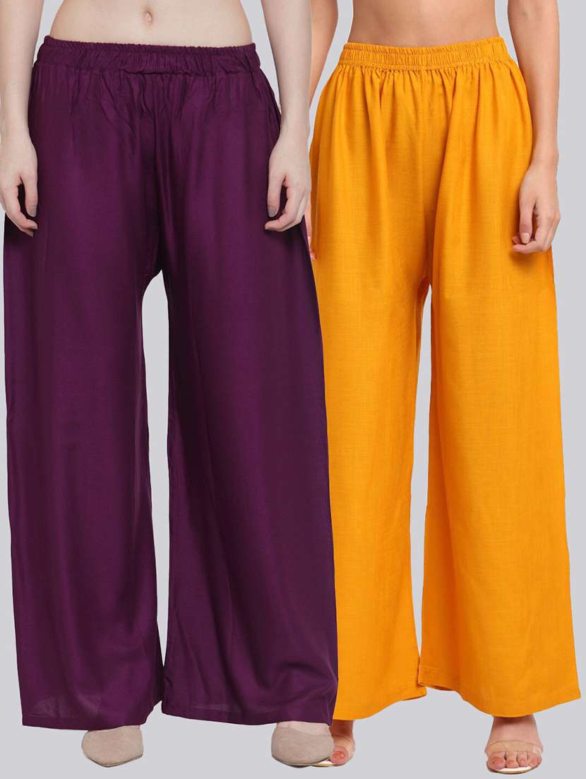 pack of 2 solid flared palazzo  - 18539428 -  Zoom Image - 0
