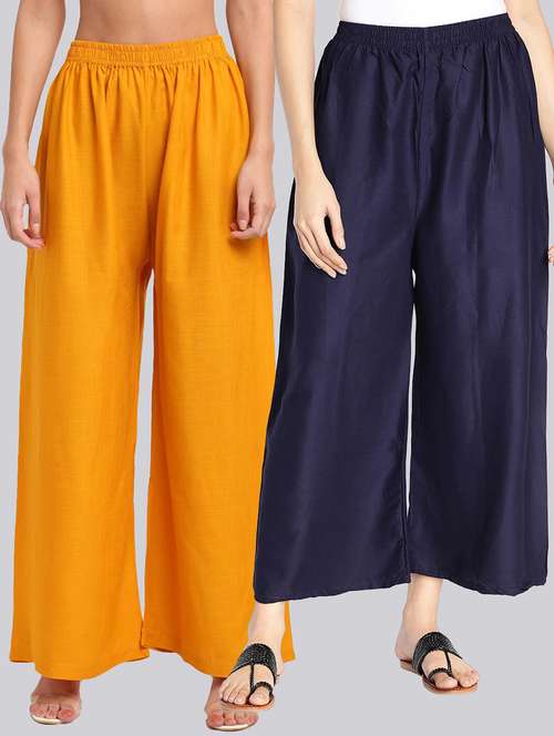 pack of 2 solid flared palazzo - 18539430 - Standard Image - 0