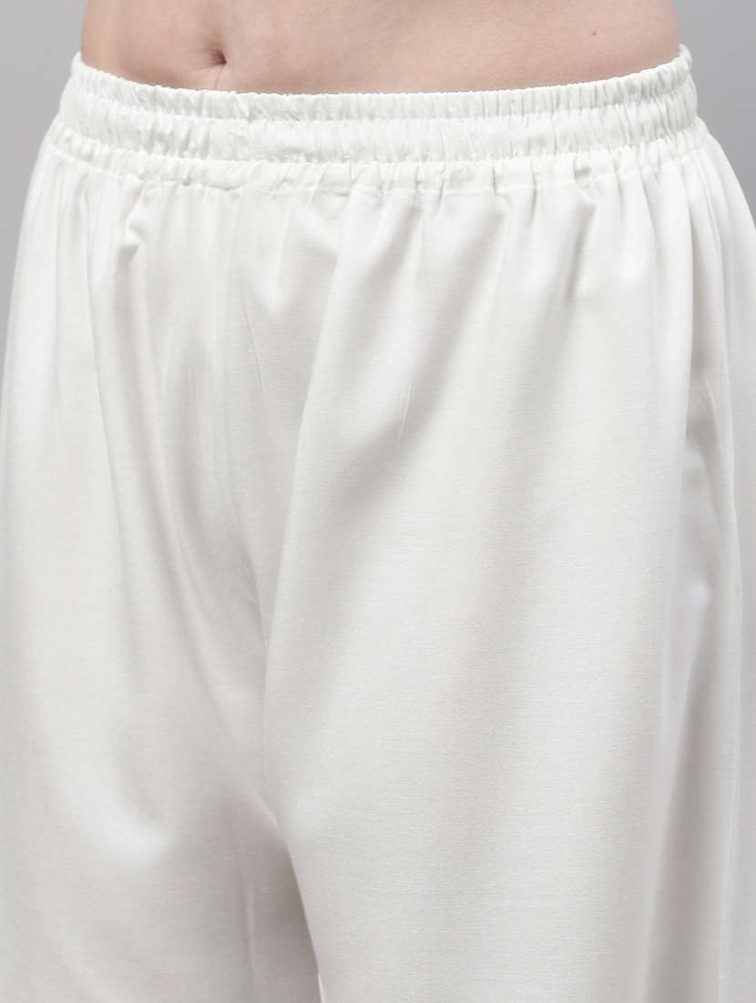 white solid relaxed fit flared palazzo - 18539439 -  Standard Image - 5