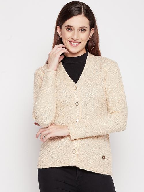 v neck self design woolen cardigan - 18539459 -  Standard Image - 0