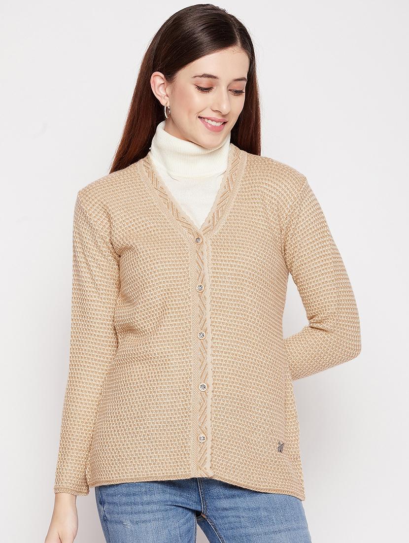 v neck self design woolen cardigan - 18539461 -  Zoom Image - 0