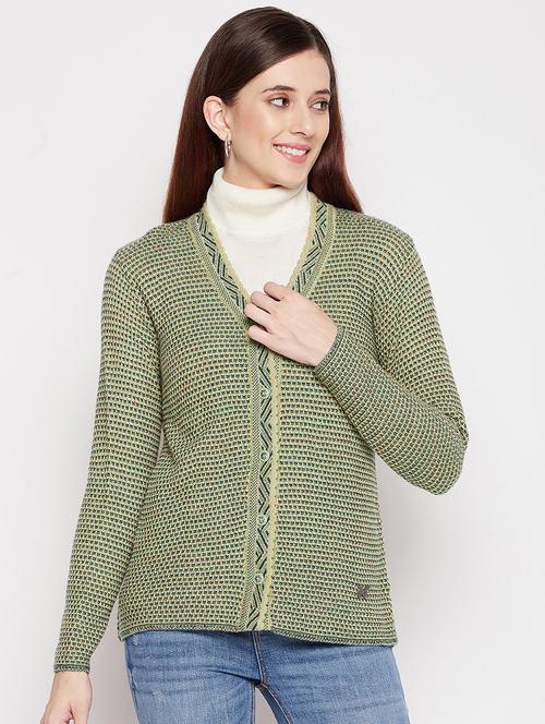v neck self design woolen cardigan - 18539462 -  Standard Image - 0