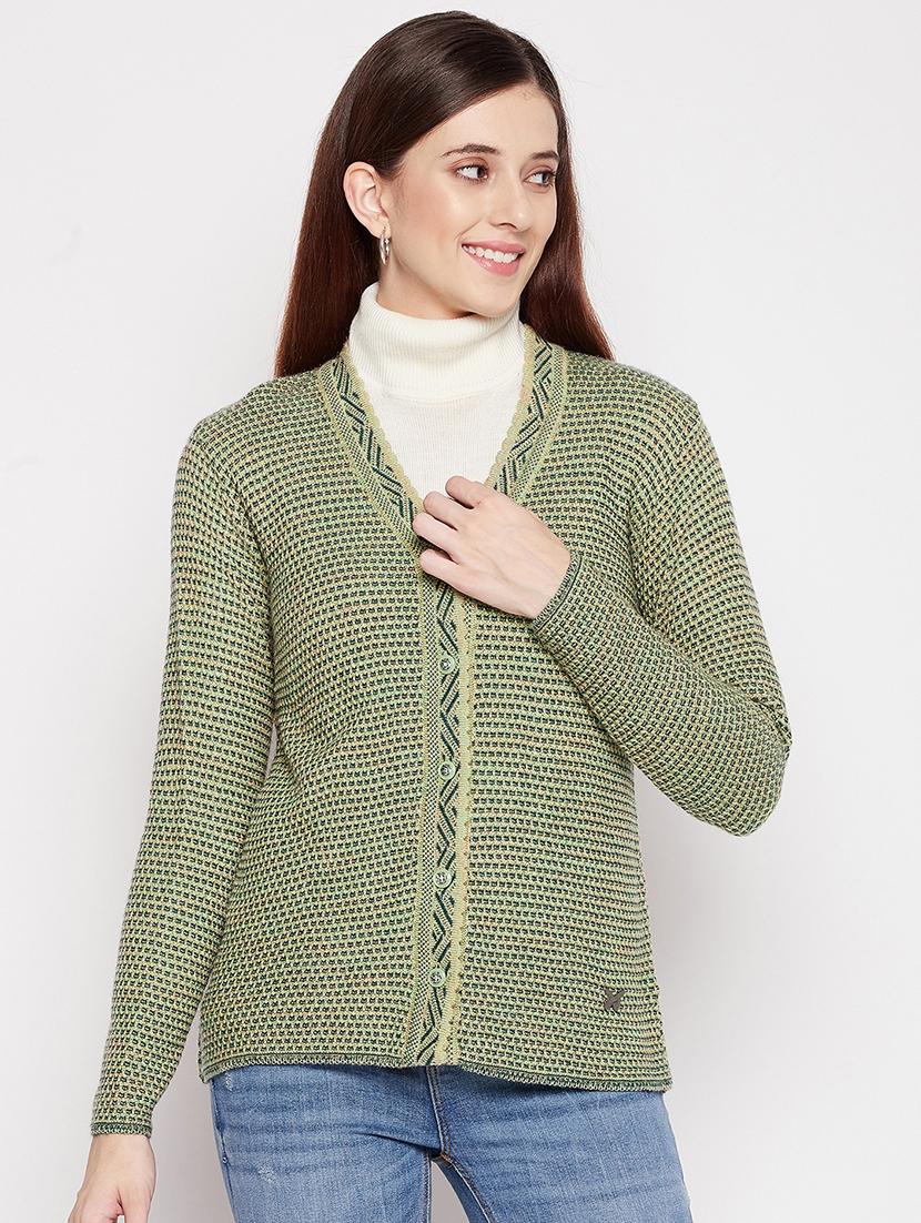 v neck self design woolen cardigan - 18539462 -  Zoom Image - 0