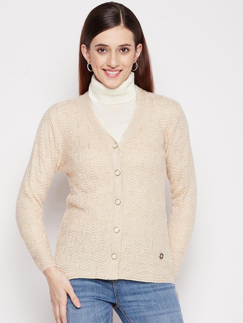 v neck self design woolen cardigan - 18539477 -  Zoom Image - 0