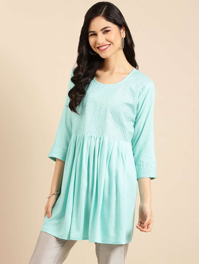 sequined flared kurti - 18545083 - Zoom Image - 0