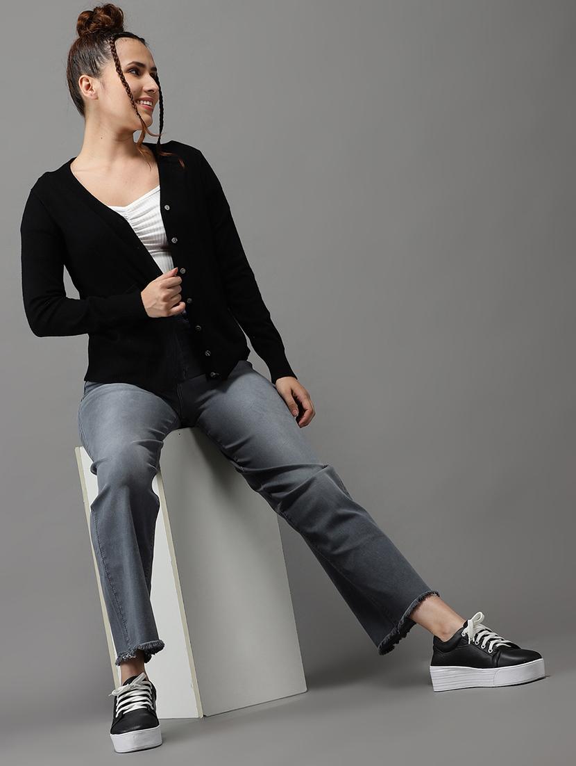 v-neck solid cardigan - 18545192 - Standard Image - 3