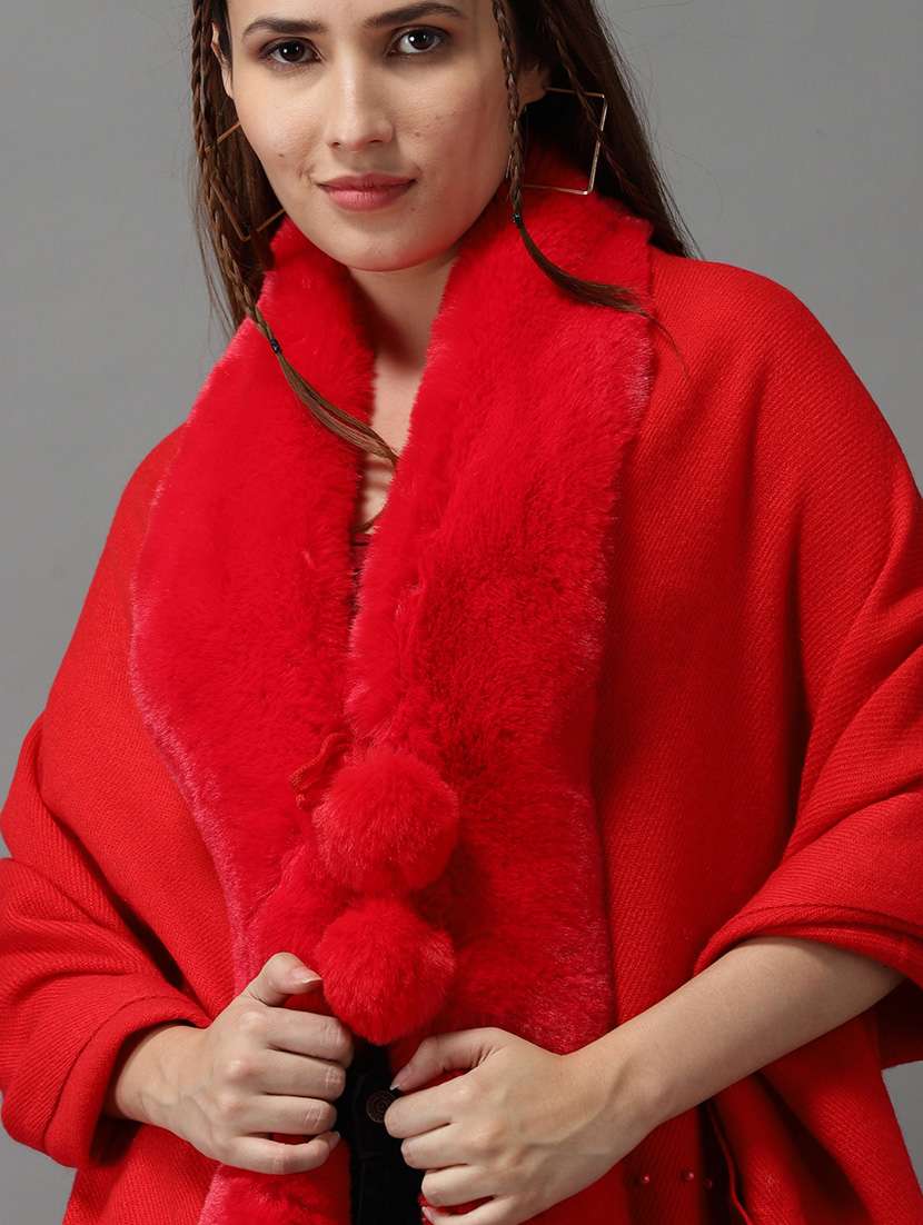 pearl embellished wool poncho - 18545266 -  Standard Image - 5