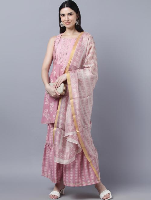 floral kurta sharara set with dupatta - 18545561 -  Standard Image - 0