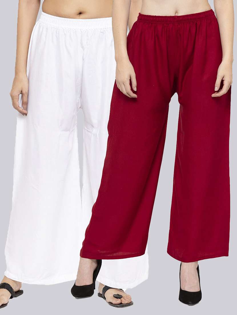pack of 2 solid flared palazzos