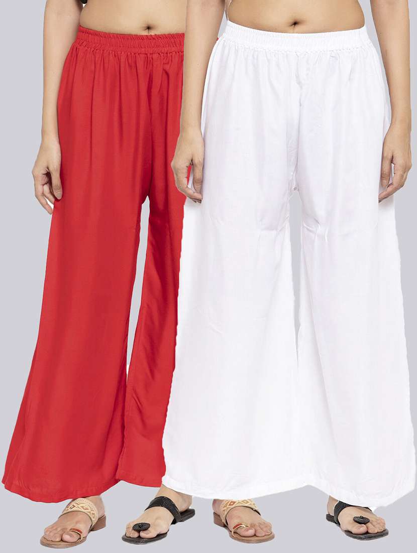 pack of 2 solid flared palazzos
