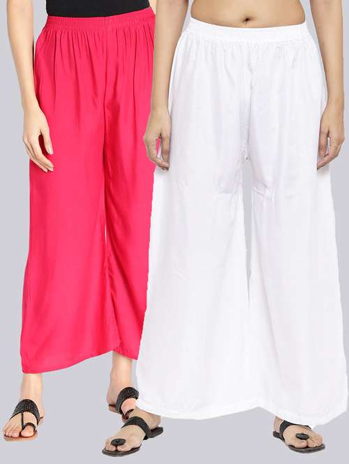 pack of 2 solid flared palazzos - 18546459 -  Standard Image - 0