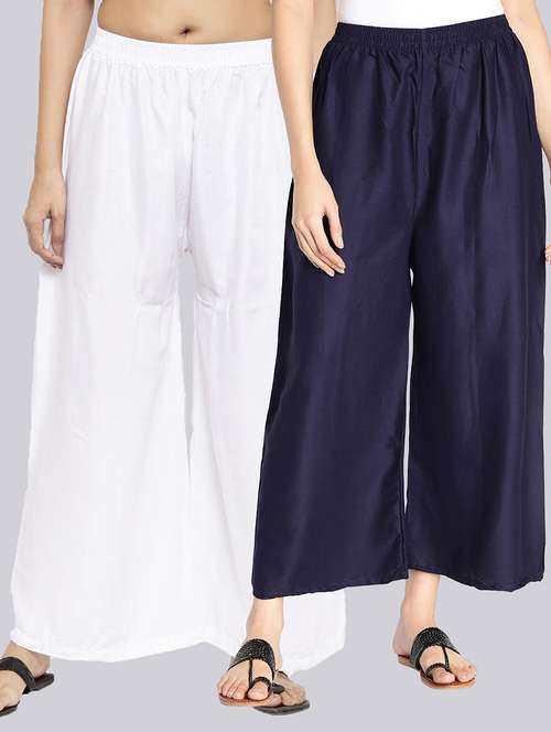 pack of 2 solid flared palazzos - 18546461 -  Standard Image - 0