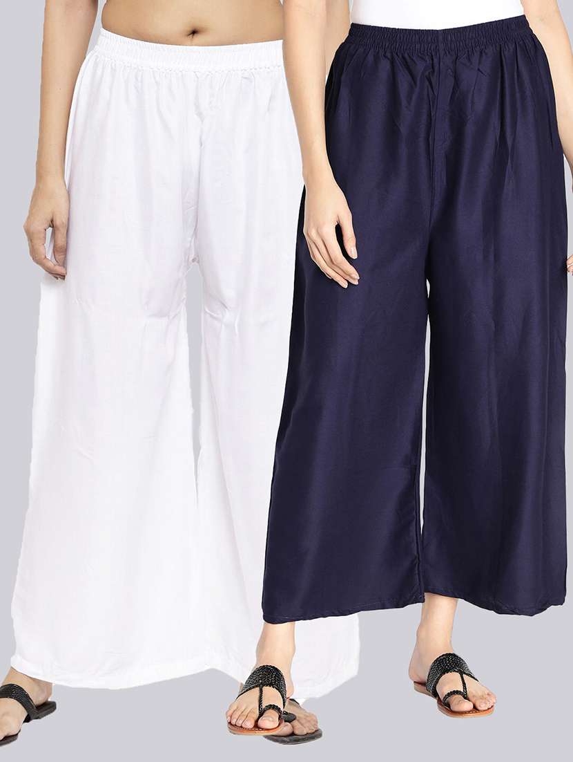 pack of 2 solid flared palazzos