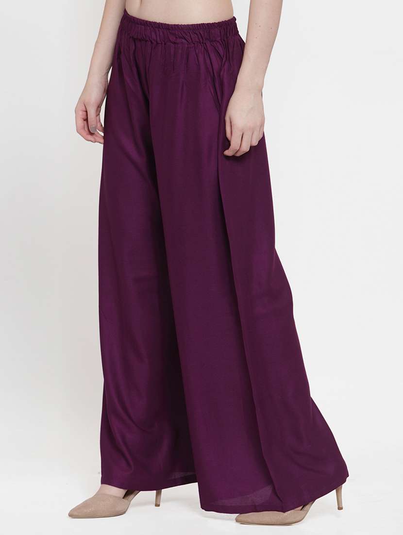 pack of 2 solid flared palazzos - 18546464 - Standard Image - 3